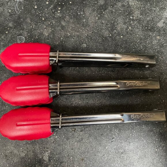 3 Kitchen Mini Tongs SS Betty Crockers Heat Resistant Up to 220 °C  ~ 478 °F - Picture 6 of 11
